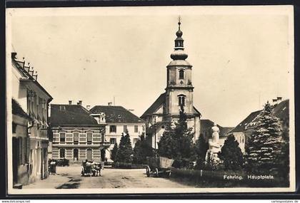 AK Fehring, Hauptplatz mit Kriegerdenkmal (Rückseite)