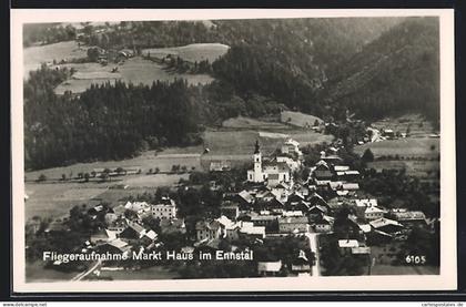 AK Markt Haus im Ennstal, Fliegeraufnahme des Ortes