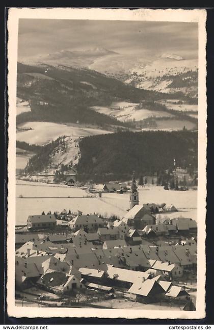 AK Obdach, Ortsansicht mit Umgebung im Winter