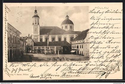 AK Pöllau, Hauptplatz mit der Kirche