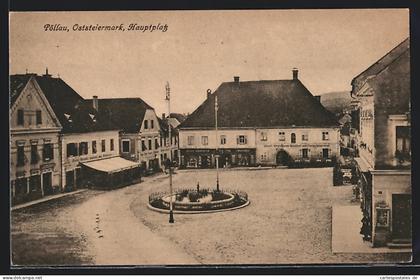 AK Pöllau, Hauptplatz mit Geschäften