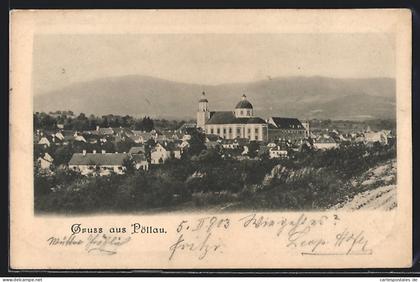 AK Pöllau, Ortsansicht gegen die Berge