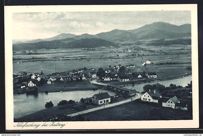 AK Zeltweg, Neufisching, Ortsansicht mit Fluss