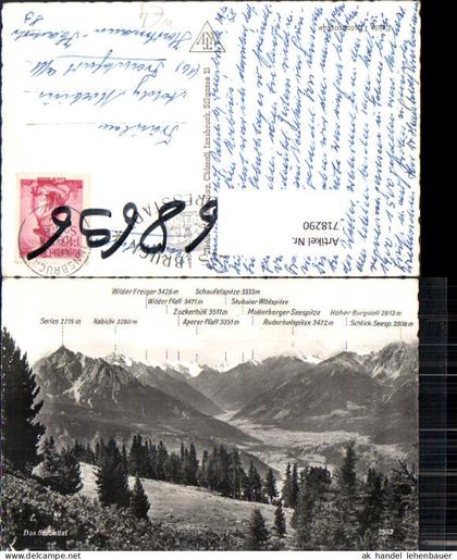 718290 Foto AK Im Stubaital Neustift im Stubaital Mieders Fulpmes Gipfelkarte