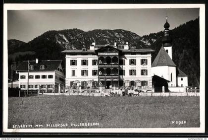 AK St. Ulrich am Pillersee, Gasthof Pillerseehof und Kirche
