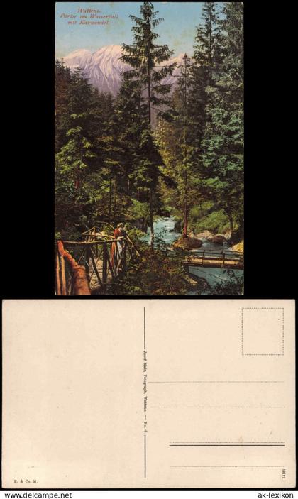 Ansichtskarte Wattens Partie im Wasserfall, Brücke 1914