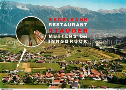 Mutters Tirol Fliegeraufnahme mit Restaurant Stauder Kegelbahn