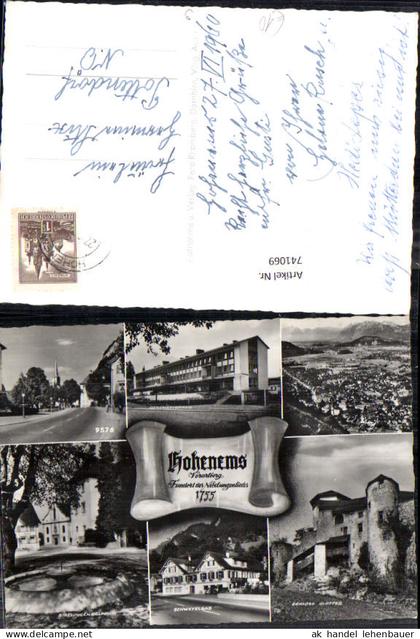 741069 Mehrbild AK Hohenems Schwefelbad Nibelungenbrunnen Schloss Glopper