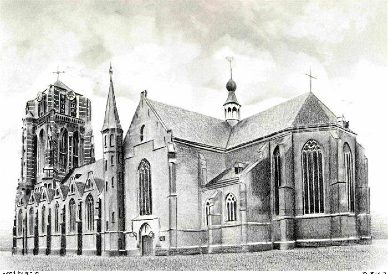 Oosterhout Basiliek St Jan Basilika Zeichnung Kuenstlerkarte