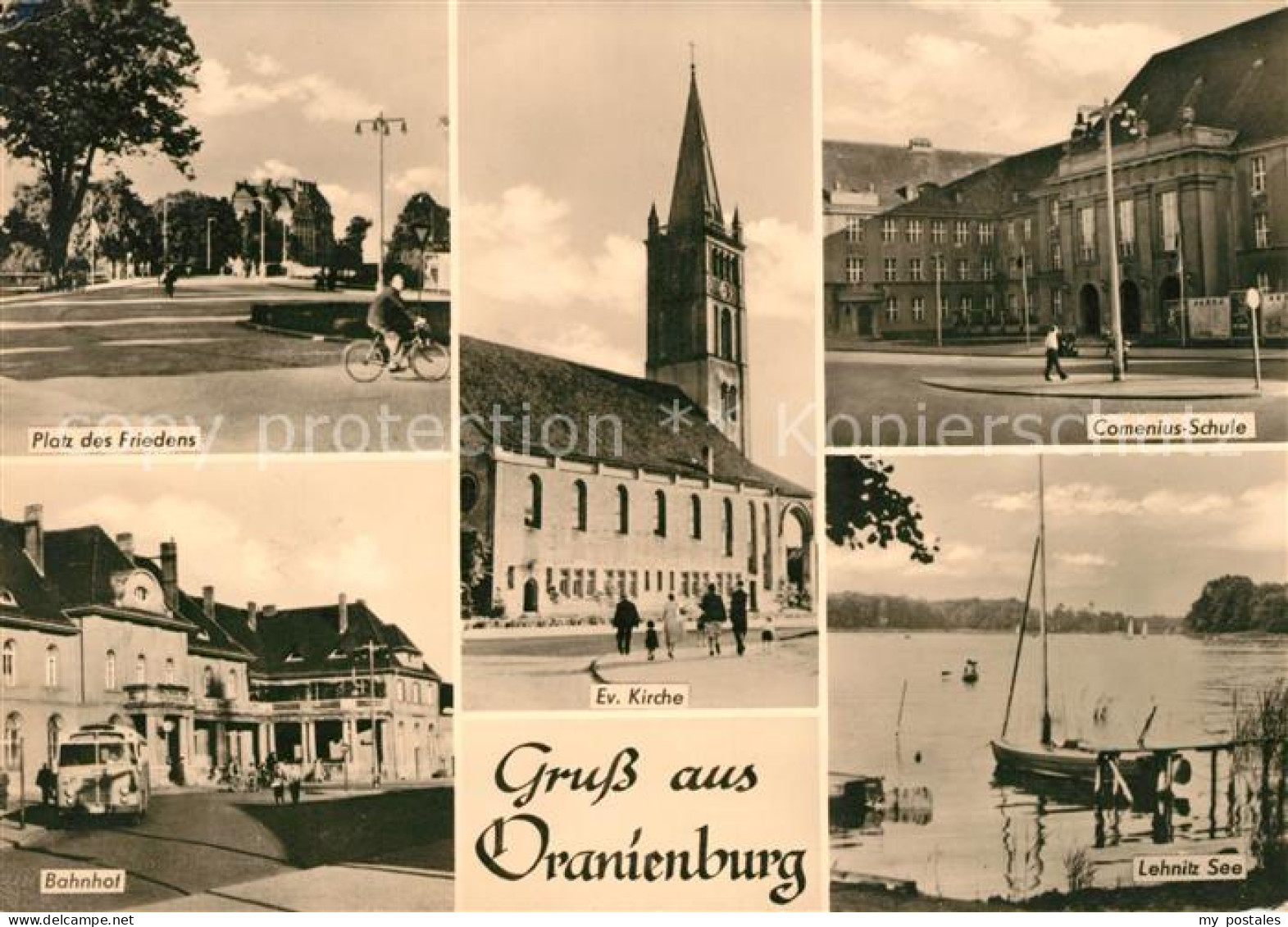 Oranienburg Platz des Friedens Bahnhof Comeniusschule Kirche Lehnitz See