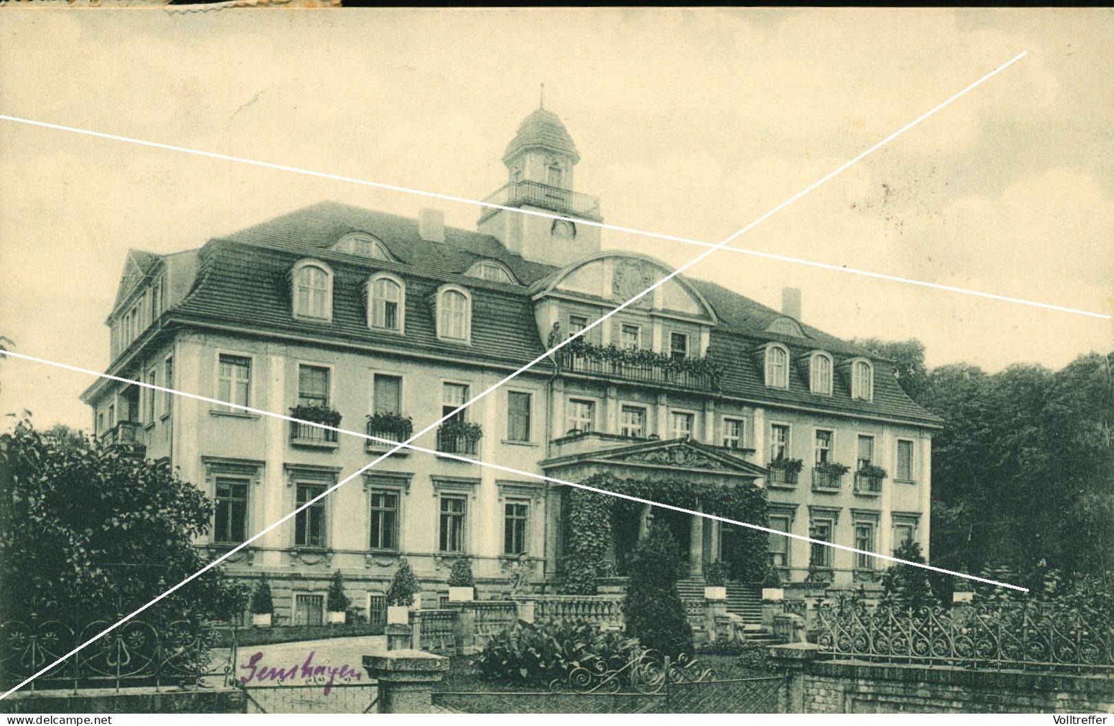 orig. AK um 1922 Genshagen bei Ludwigsfelde, Blick auf das Herrenhaus Schloß des Freiherren von Eberstein