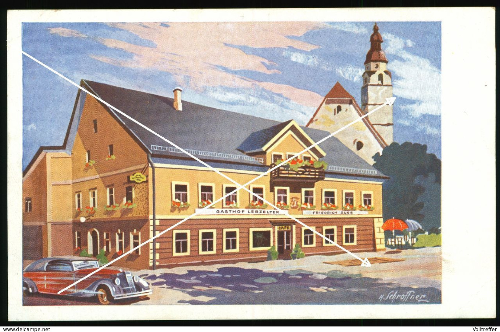 orig. Foto AK 50er Jahre ? Gasthof Lebzelter in Strasswalchen bei Salzburg, Cafe und Konditorei Bes. Friedrich Gugg