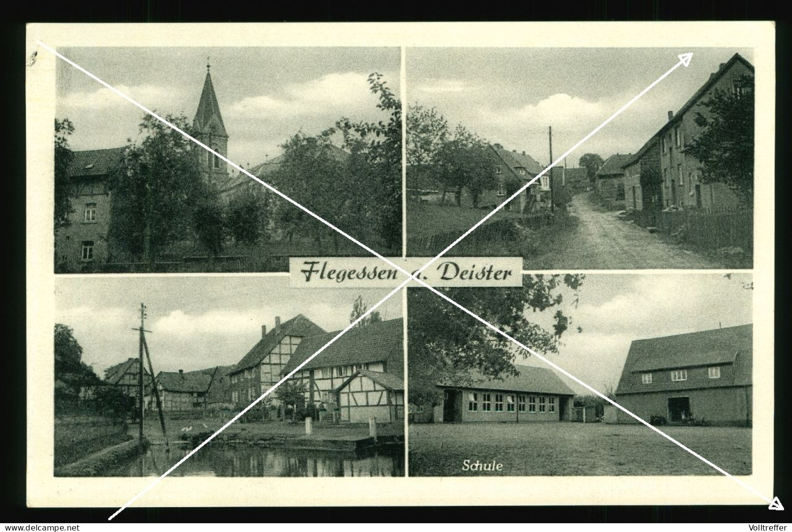 orig. Mehrbild Foto AK Flegessen Bad Münder am Deister LK Hameln-Pyrmont Ortspartie Schule