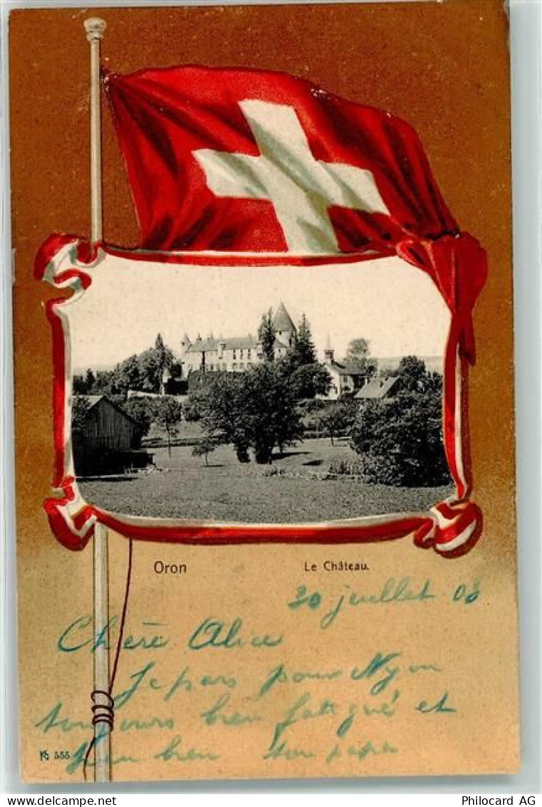 Oron Gare CFF 1903 - Le Chateau Schloss Fahne Passepartout - 13904997
