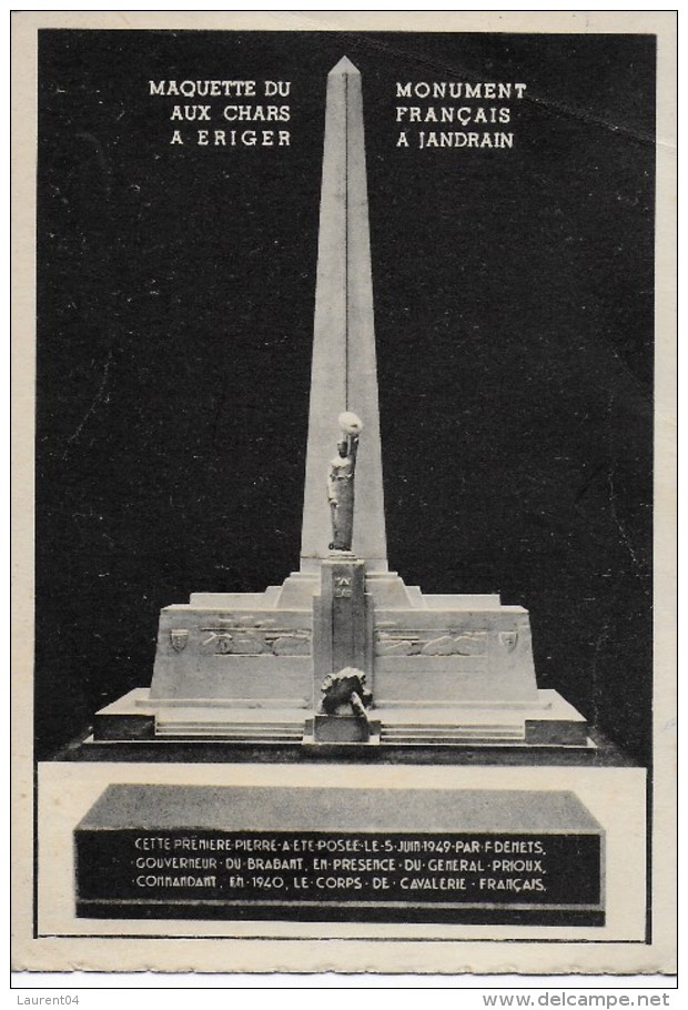 ORP-JAUCHE.JANDRAIN.  MAQUETTE DU MONUMENT AUX CHARS FRANCAIS A ERIGER A JANDRAIN.