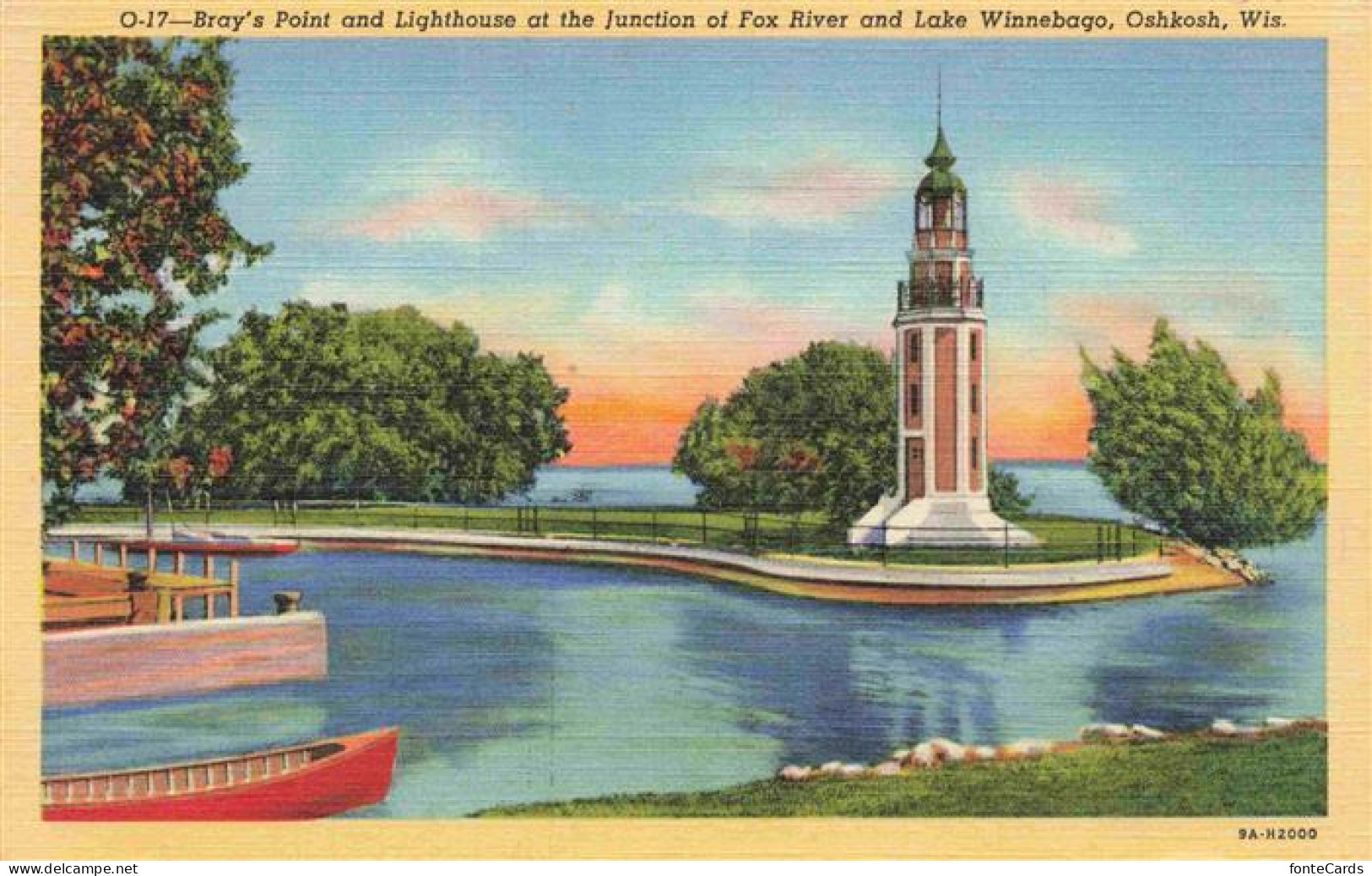 Oshkosh Wisconsin USA Bray's Point and Lighthouse at junction of Fox River and L