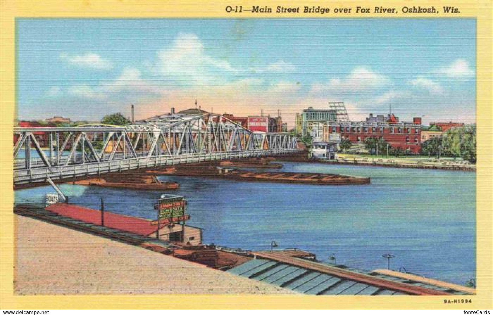 Oshkosh Wisconsin USA Main Street Bridge over Fox River Illustration