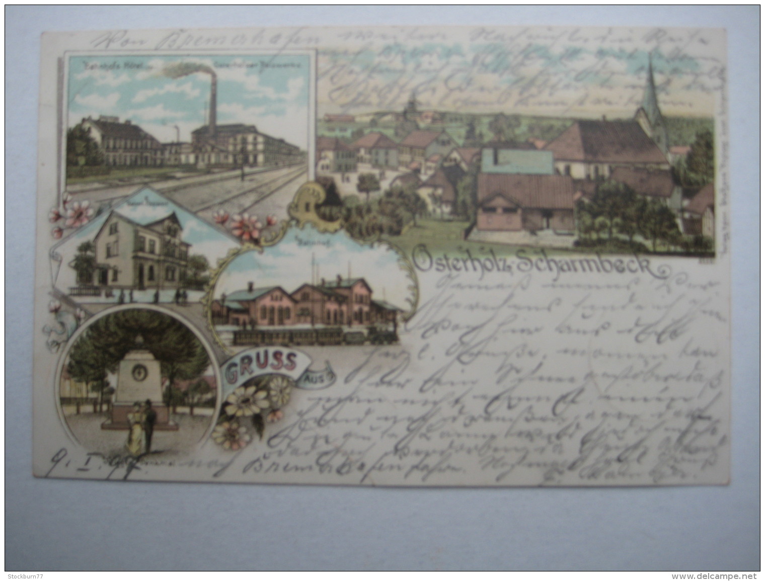 OSTERHOLZ SCHARMBECK  , Bahnhof ,  seltene Karte  um 1897   mit Marke + Stempel