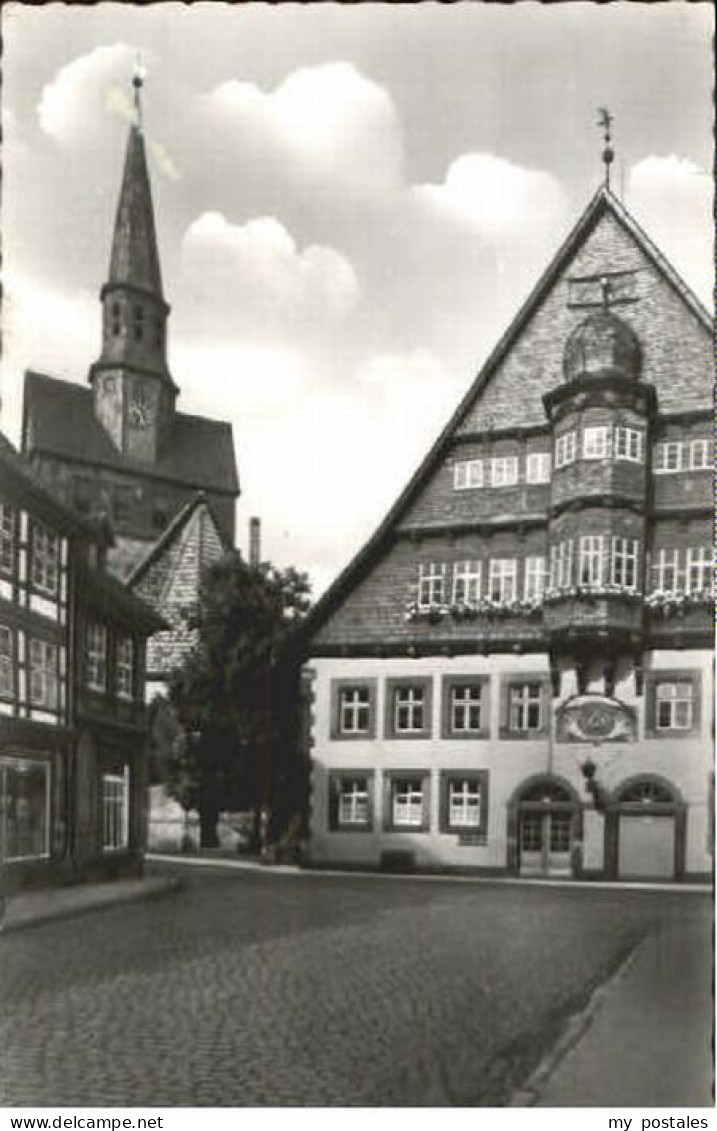 Osterode Harz Osterode Rathaus Marktlirche ungelaufen ca. 1955