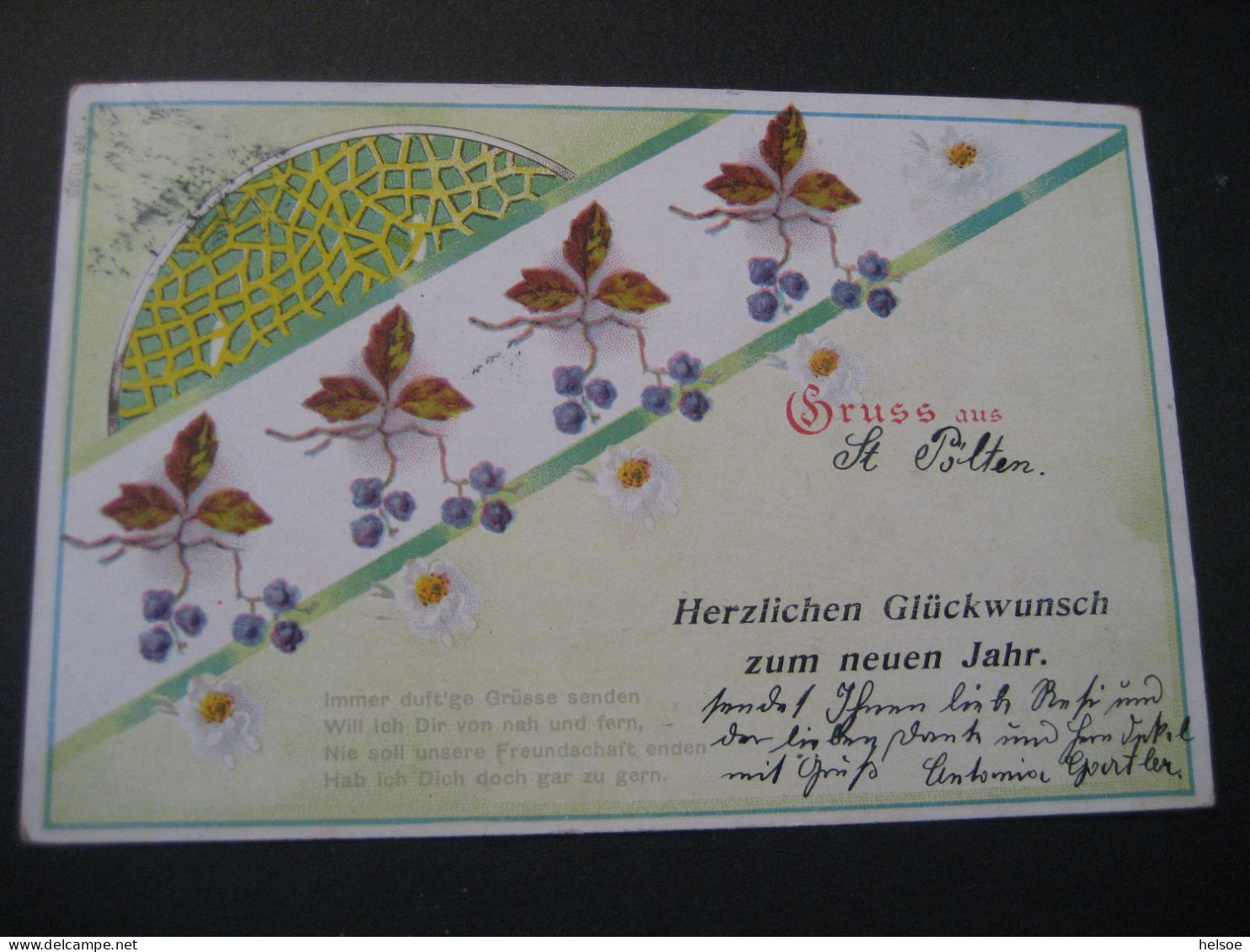 Österreich- AK St.Pölten, Gruss aus St. Pölten, Glückwunsch , gelaufen 1901 von St. Pölten nach St. Pölten