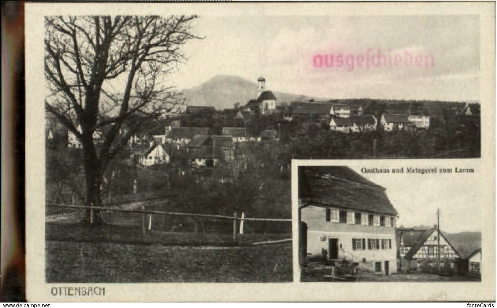 Ottenbach Gasthaus Metzgerei Lamm ungelaufen ca. 1920