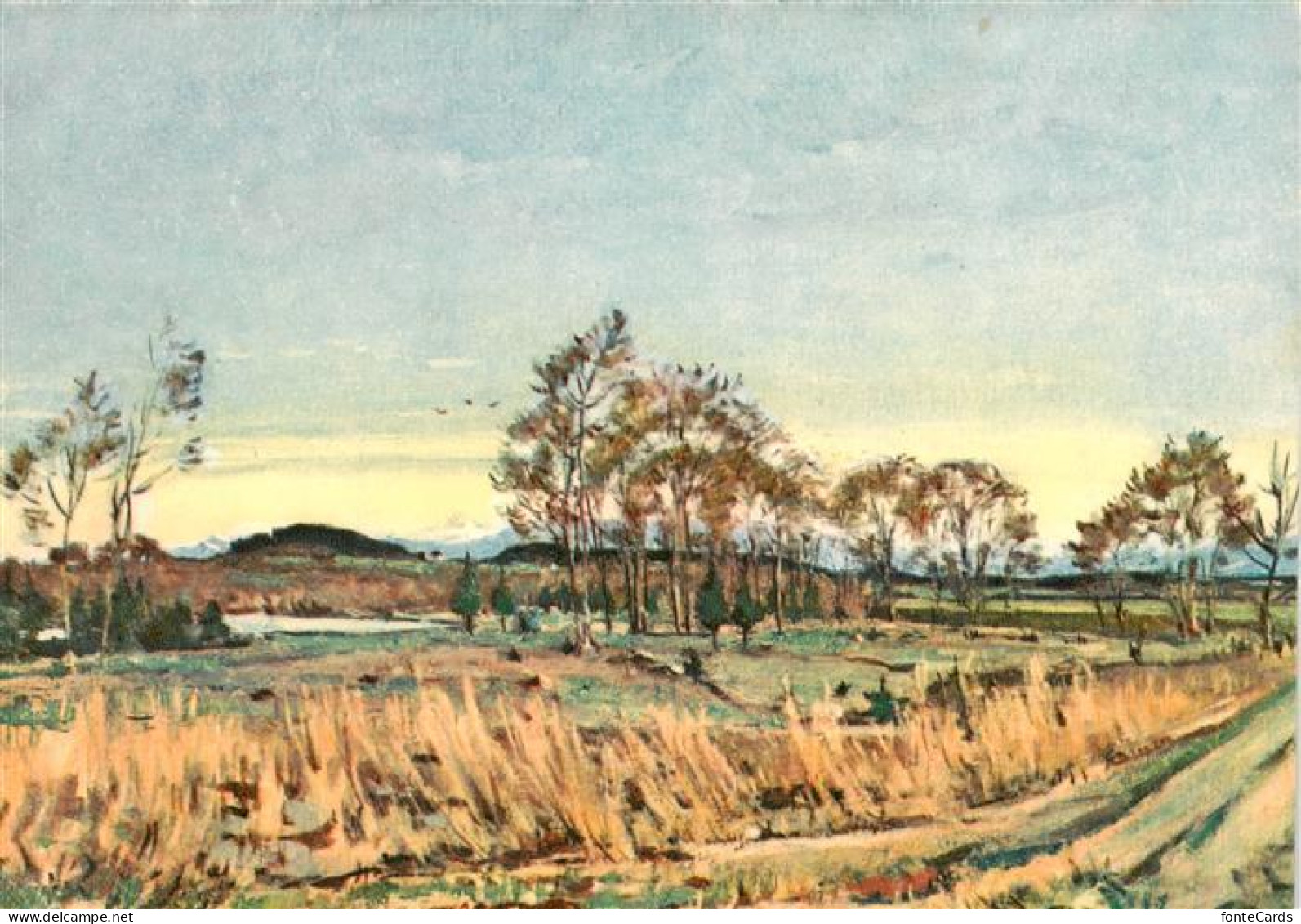 Ottenbach ZH Partie an der Reuss Kuenstlerkarte