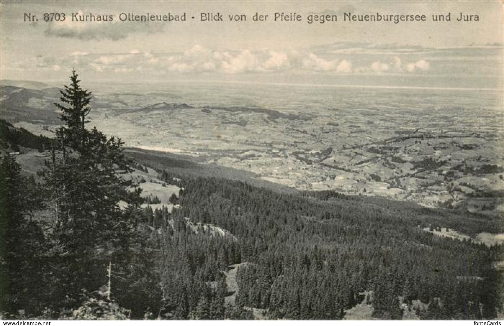 Ottenleuebad Guggisberg BE Panorama Blick von der Pfeife gegen Neuenburgersee un