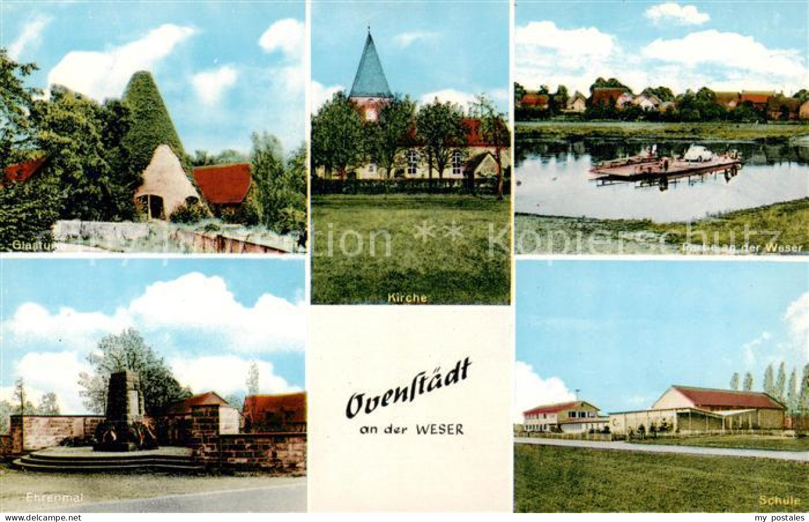 Ovenstaedt Petershagen Glasturm Kirche Partie an der Weser Ehrenmal Schule