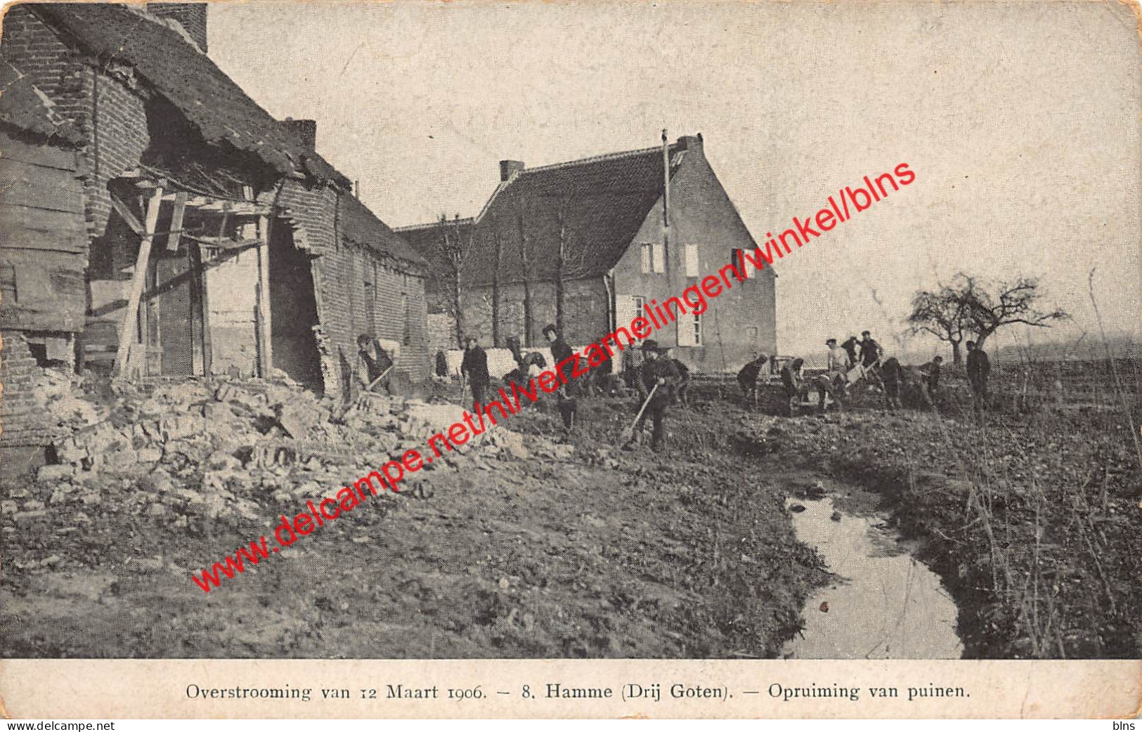 Overstrooming van 12 Maart 1906 - opruiming van puinen - Hamme