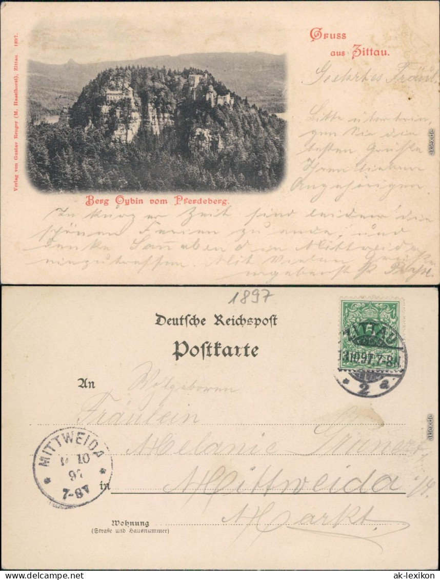 Oybin Berg Oybin mit Berggasthof Oybin und Burg/Klosterruine 1897