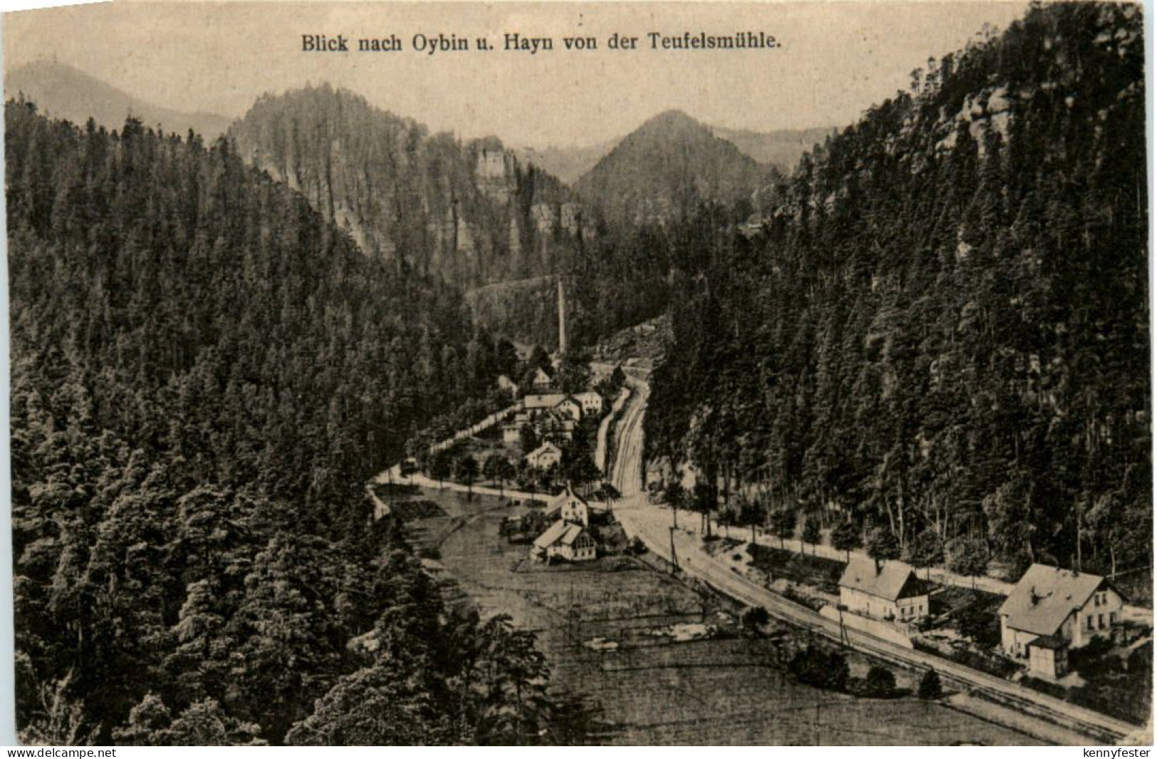 Oybin, Blick nach Oybin u. Hayn von der Teufelsmühle