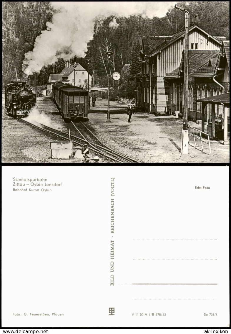 Oybin Schmalspurbahn Zittau-Oybin Bahnhof Oybin mit Dampflokomotive 1985