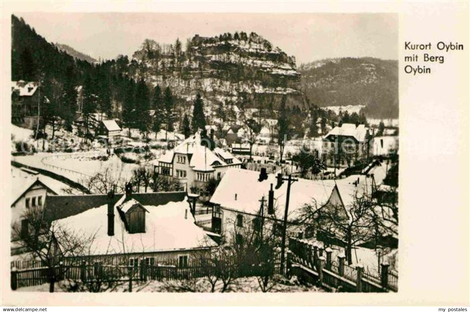 Oybin Stadtblick mit Berg Oybin