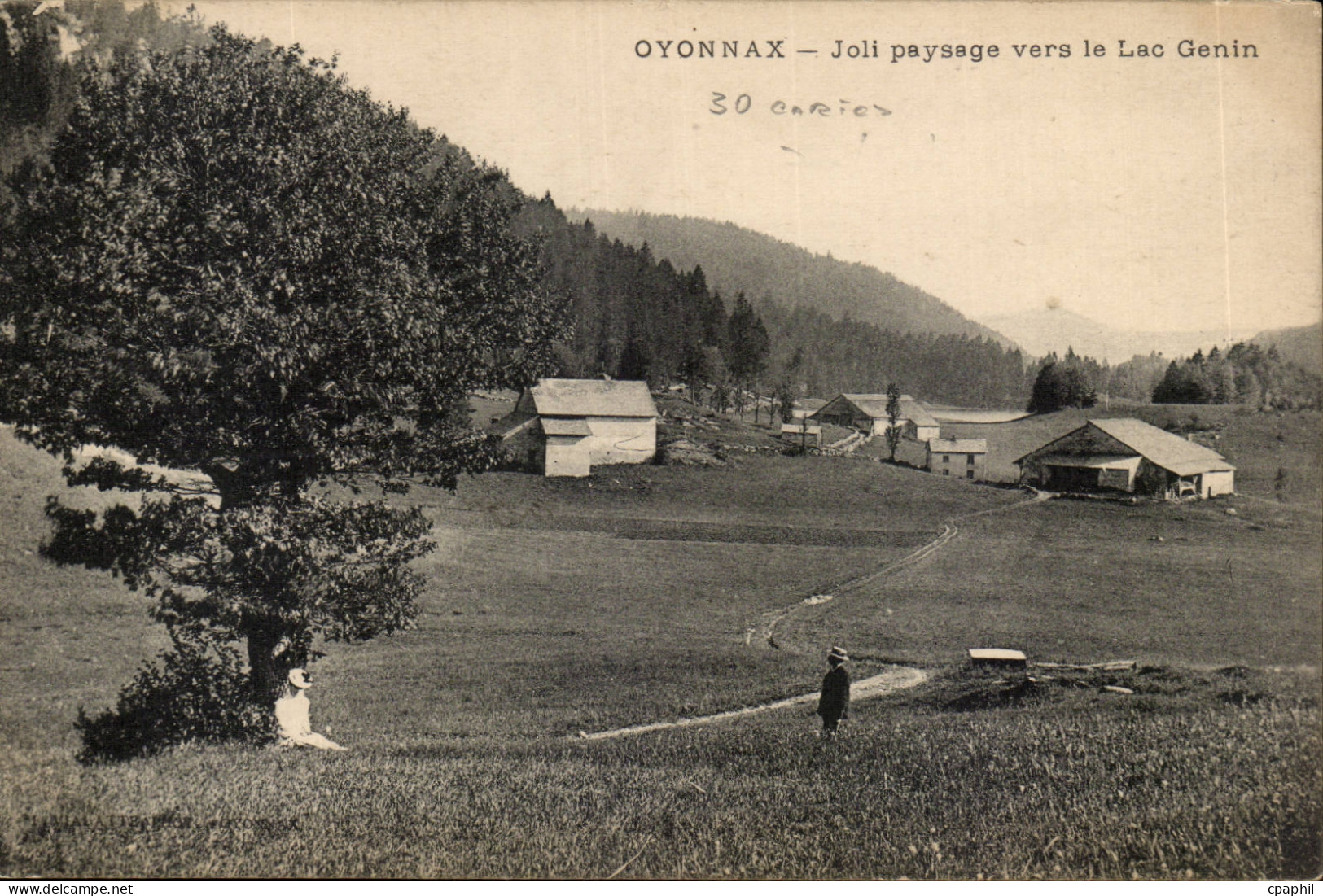 Oyonnax CPA Joli paysage vers le lac Genin