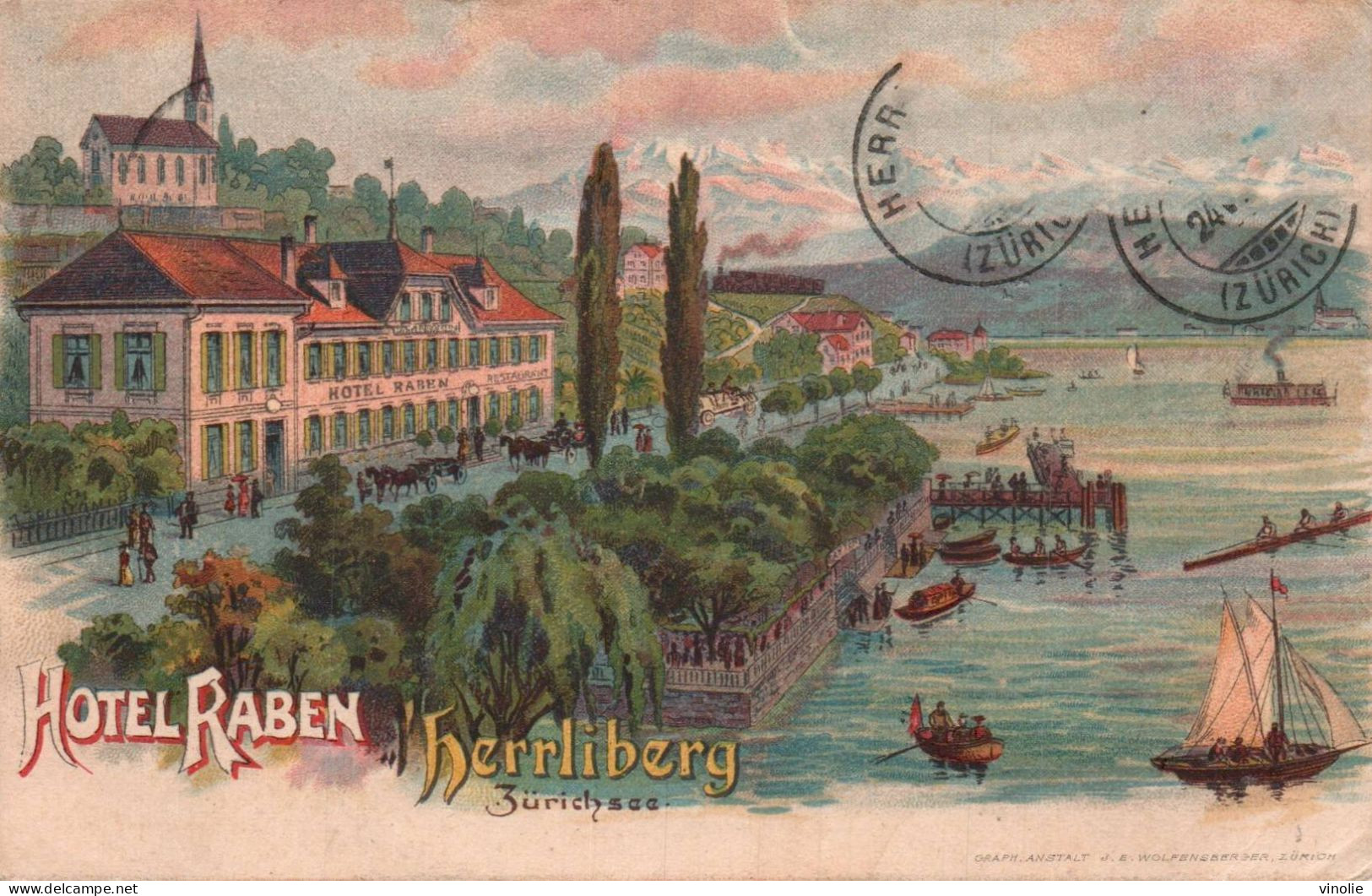 P-26-4084  Mi-Is :  HOTEL RABEN. HERRLIBERG. ZURICHSEE. GRUSS