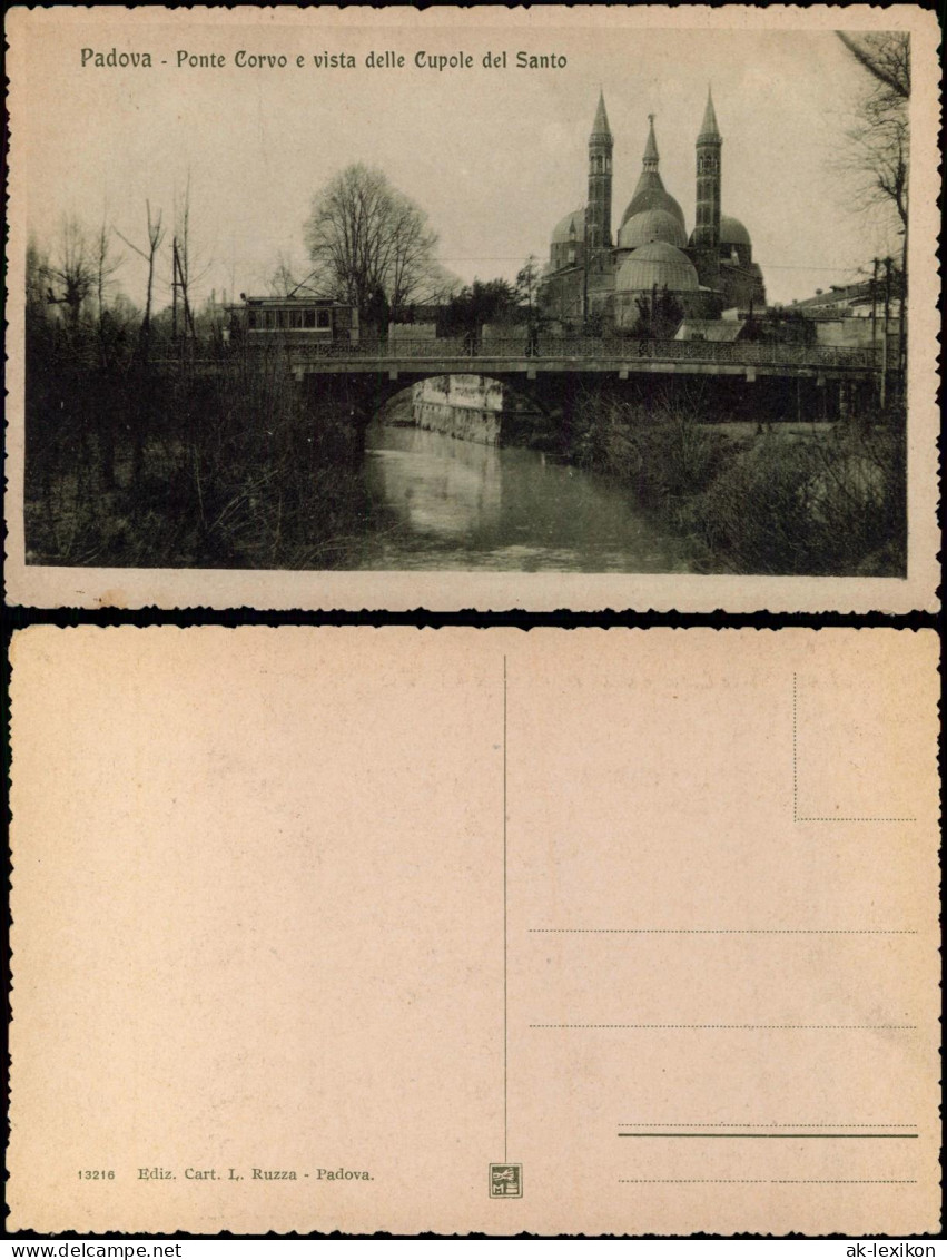 Padua Padova Padova Ponte Corvo e vista delle Cupole del Santo 1928