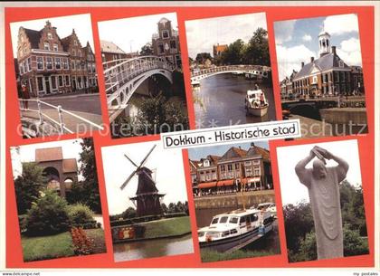 Dokkum Stadtansichten Hafen Muehle Denkmal