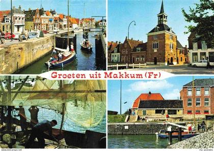 Makkum Friesland NL Kanal Schleuse Rathaus Hafen Fischer Segelboot Mehrbildkarte