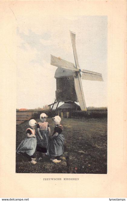 Netherlands Zeeuwsche Kinderen Little Girl Traditional Costume Windmill postcard