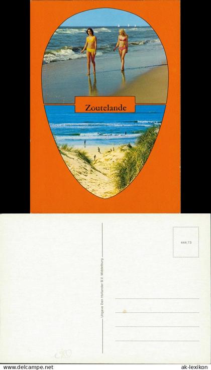 Postkaart .Niederlande Zoutelande Strand Nordsee (Mehrbildkarte) 1975