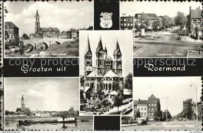 Roermond Steinbruecke mit Kathedrale Zwartbroek Plein Haven