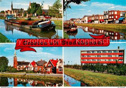 Stadskanaal NL Hoofdstraat met Geref Kerk Handelstraat Ned Herv Kerk Zusterhuis