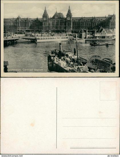 Amsterdam  Hauptbahnhof Central Station, Centraal station, Binnenschiffe 1930