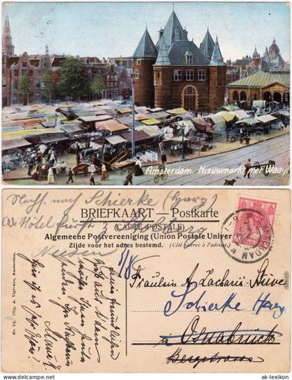 Postkaart Amsterdam Amsterdam Nieuxmarkt met Waag 1908