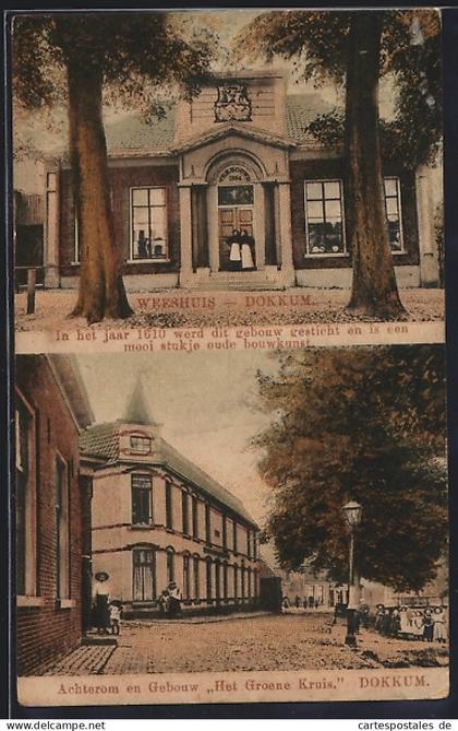 AK Dokkum, Weeshuis, Achterom en Gebouw Het Groene Kruis