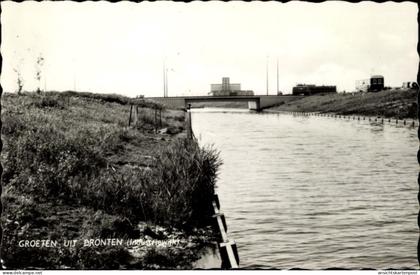 CPA Dronten Flevoland Niederlande, Flusspartie, Brücke