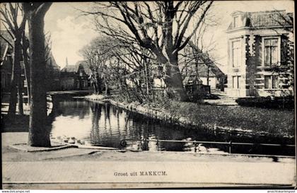CPA Makkum Friesland Niederlande, Flusspartie, Villa