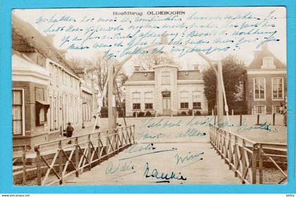 NEDERLAND prentbriefkaart Hoofdbrug Oldeboorn 1919 Heerenveen naar Utrecht