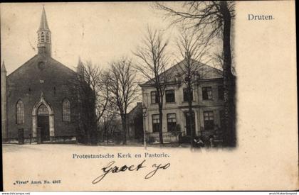 CPA Druten Gelderland Niederlande, Protestantische Kerk en Pastorie