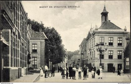CPA Groenlo Oost Gelre Gelderland, Markt, Stadhuis